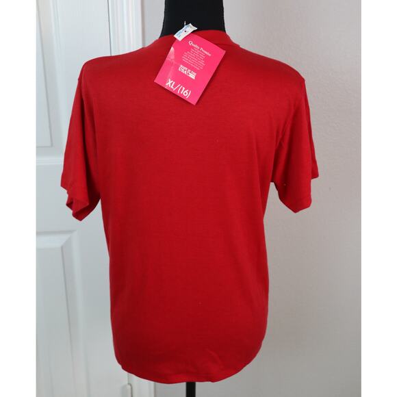 NWT Vintage 80s 90s Red TShirt Floral Glitter Deadstock Bobby Socks Small Medium - Picture 5 of 9